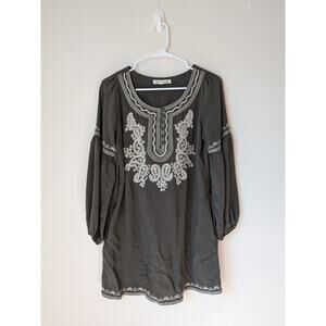 Hot & Delicious Women's Tunic Dress Embroidered Bohemian Green Size Medium